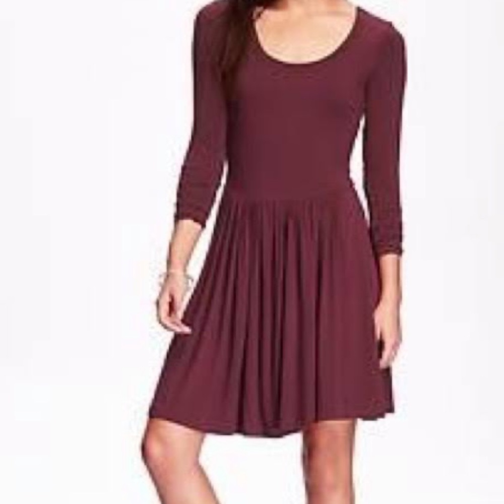 Old Navy Maroon Fit and Flare Dress
